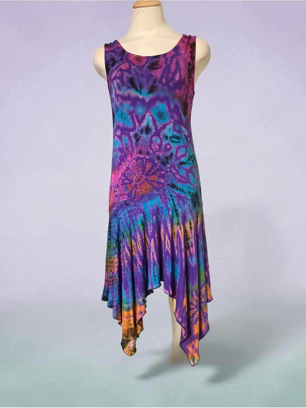 Kathmandu Purple Multicolor Tie-Dye Asymmetrical Hem Dress